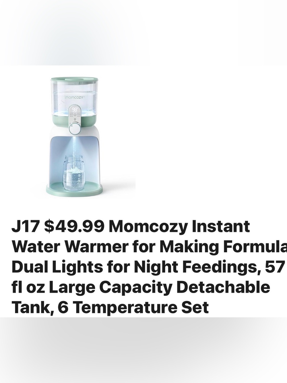 Momcozy Instant Water Warmer - Mint Green